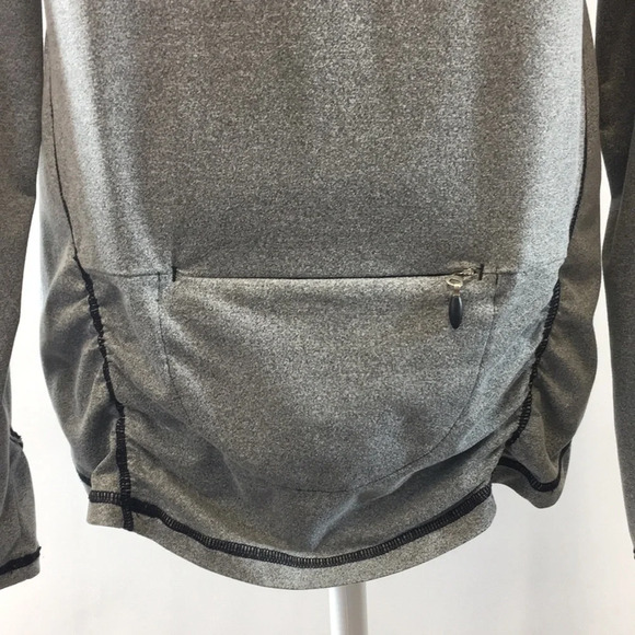 Athleta Heather Gray Ruched Half Zip Long Sleeve Tee Womens Large Running - Picture 5 of 14